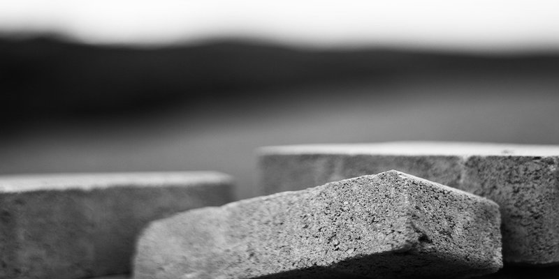 black and white image of bricks