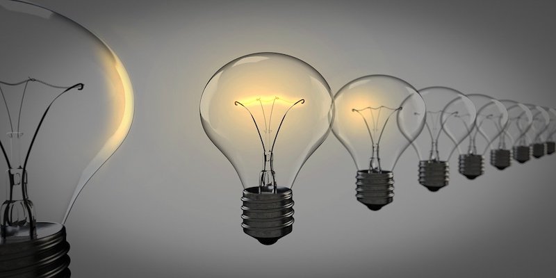 set of light bulbs to show ideas