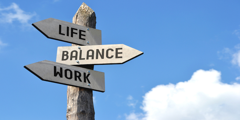 signpost showing work life balance